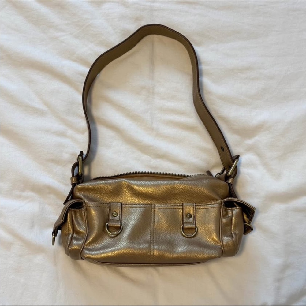Rosetti Metallic Gold Shoulder Bag with Adjustable Strap and Retro Design